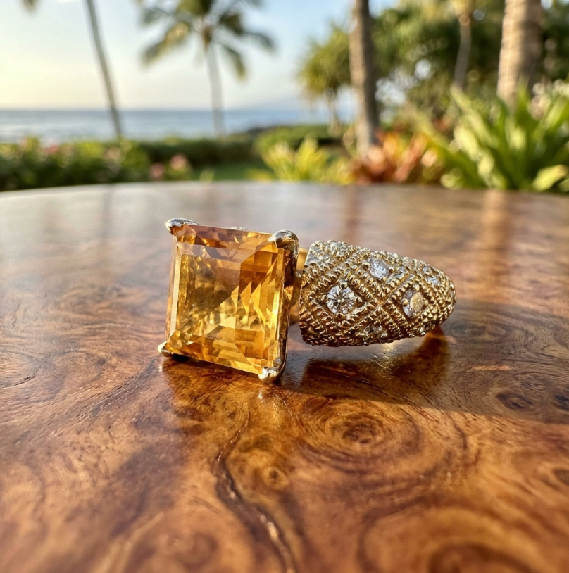 Lovely Estate 14K Ring with Large Natural Citrine
