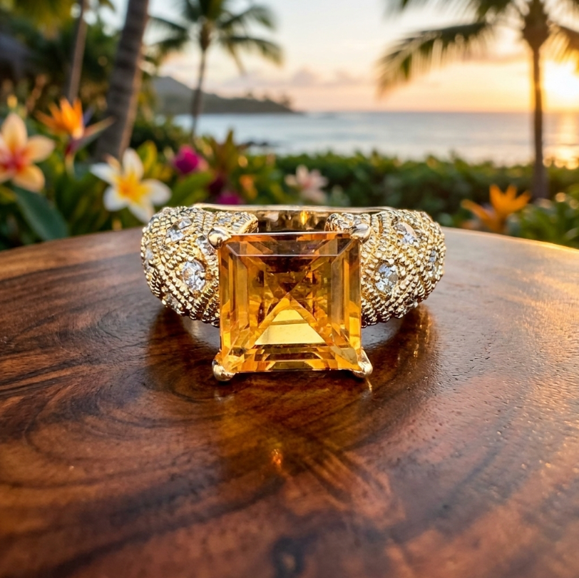 Lovely Estate 14K Ring with Large Natural Citrine
