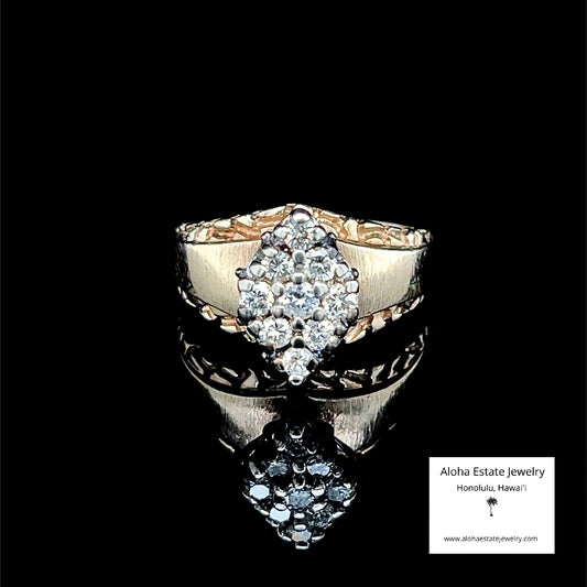 Vintage 1/2-Carat Marquise Form Ring With Nine Diamonds