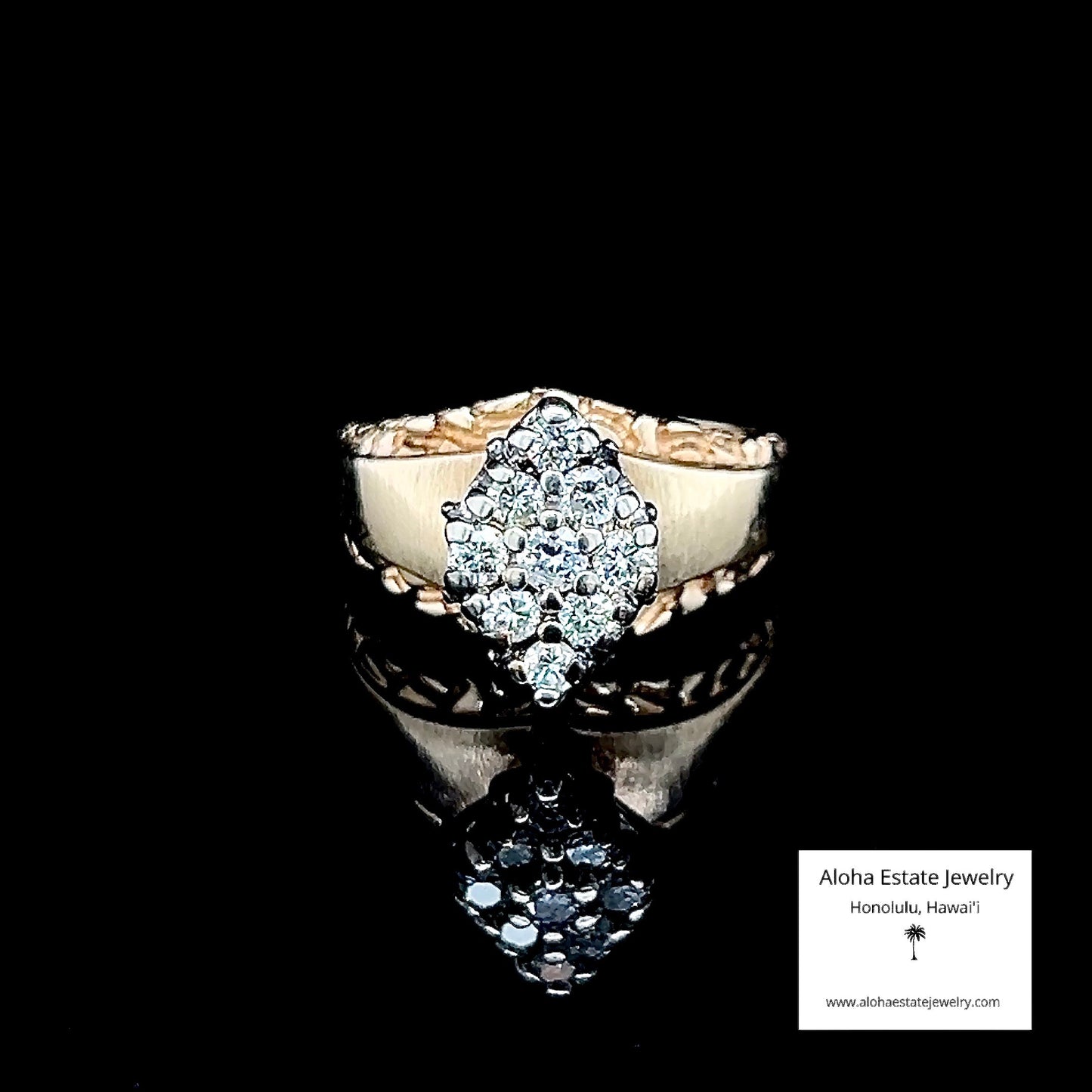 Vintage 1/2-Carat Marquise Form Ring With Nine Diamonds