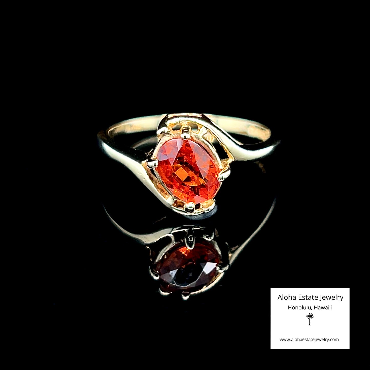 14K Natural Tanzanian Spessartite Garnet Solitaire Ring