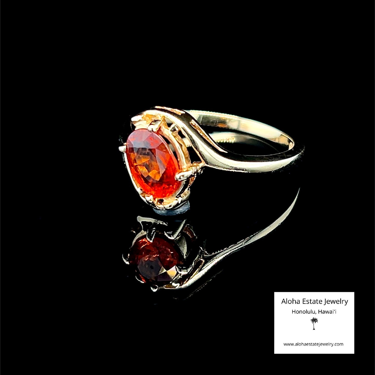 14K Natural Tanzanian Spessartite Garnet Solitaire Ring