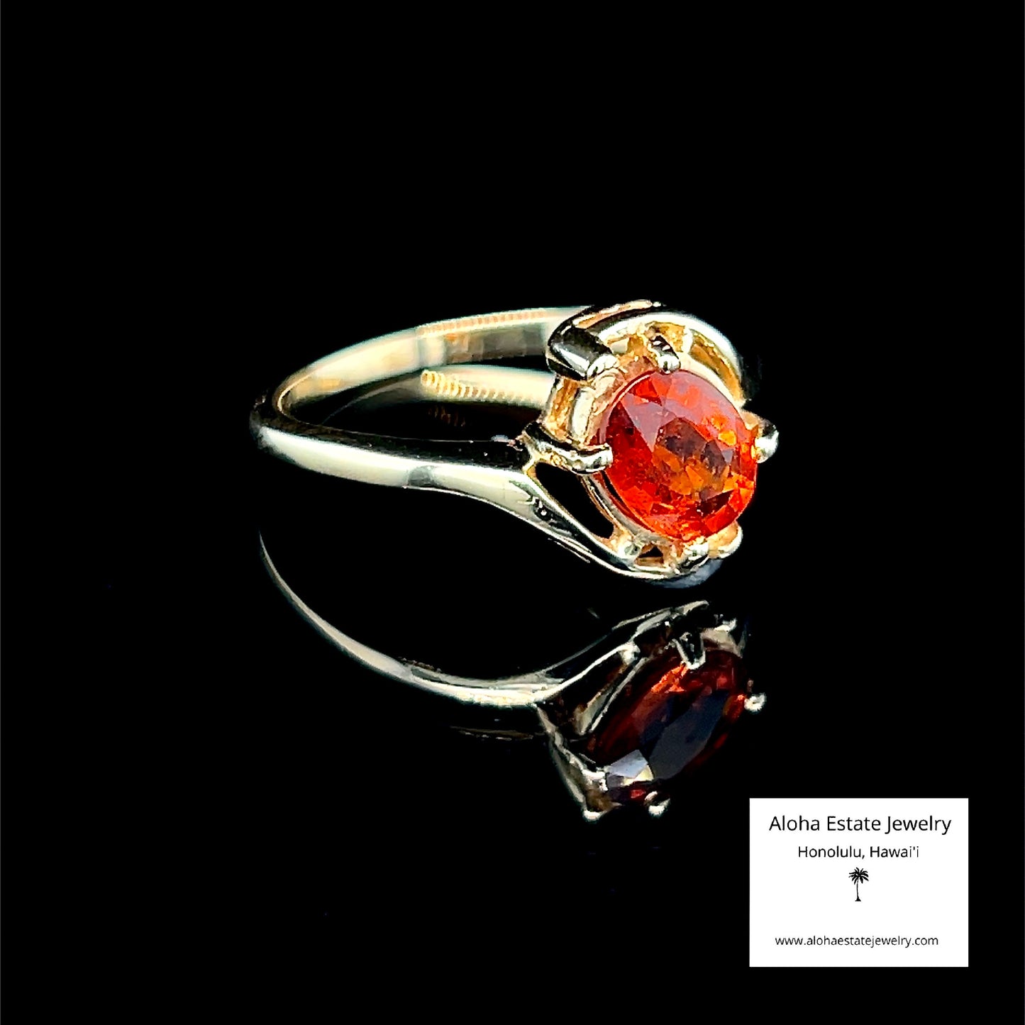 14K Natural Tanzanian Spessartite Garnet Solitaire Ring