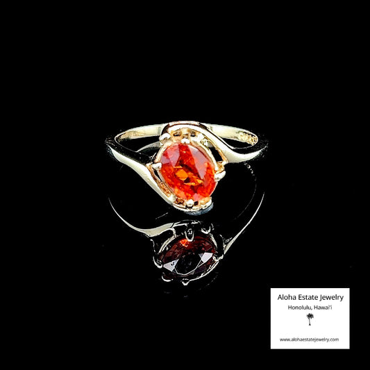 14K Natural Tanzanian Spessartite Garnet Solitaire Ring