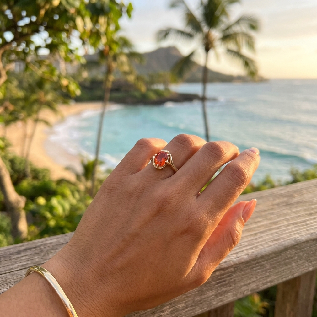 14K Natural Tanzanian Spessartite Garnet Solitaire Ring