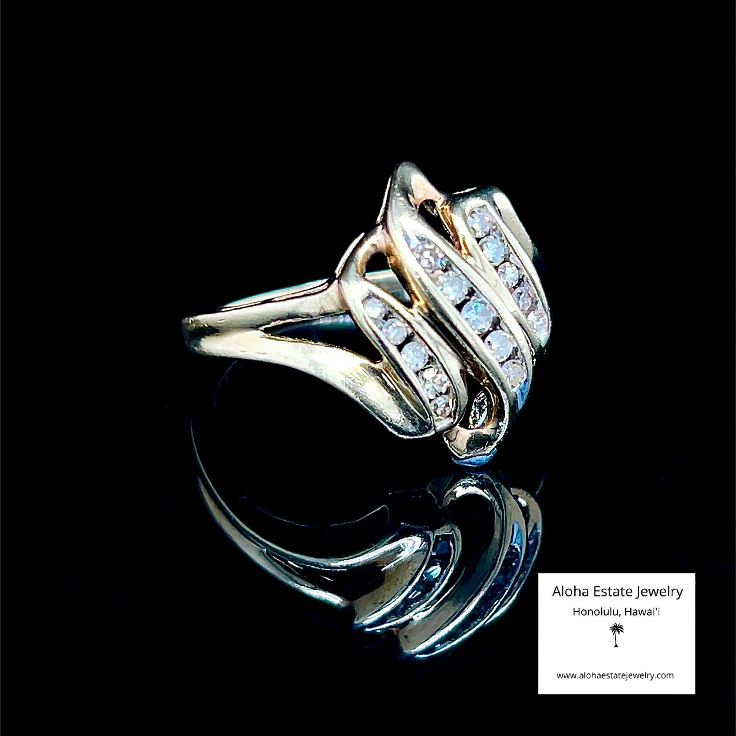 Vintage Channel Set Diamonds Fashion Ring in 10K Yellow Gold