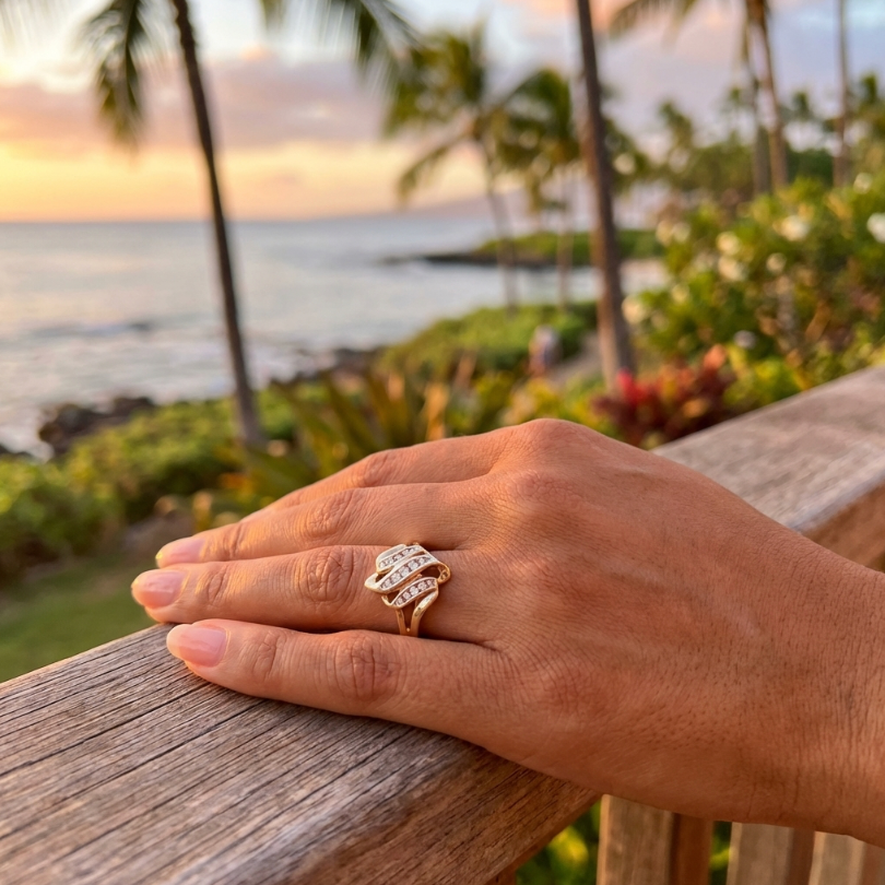 Vintage Channel Set Diamonds Fashion Ring in 10K Yellow Gold