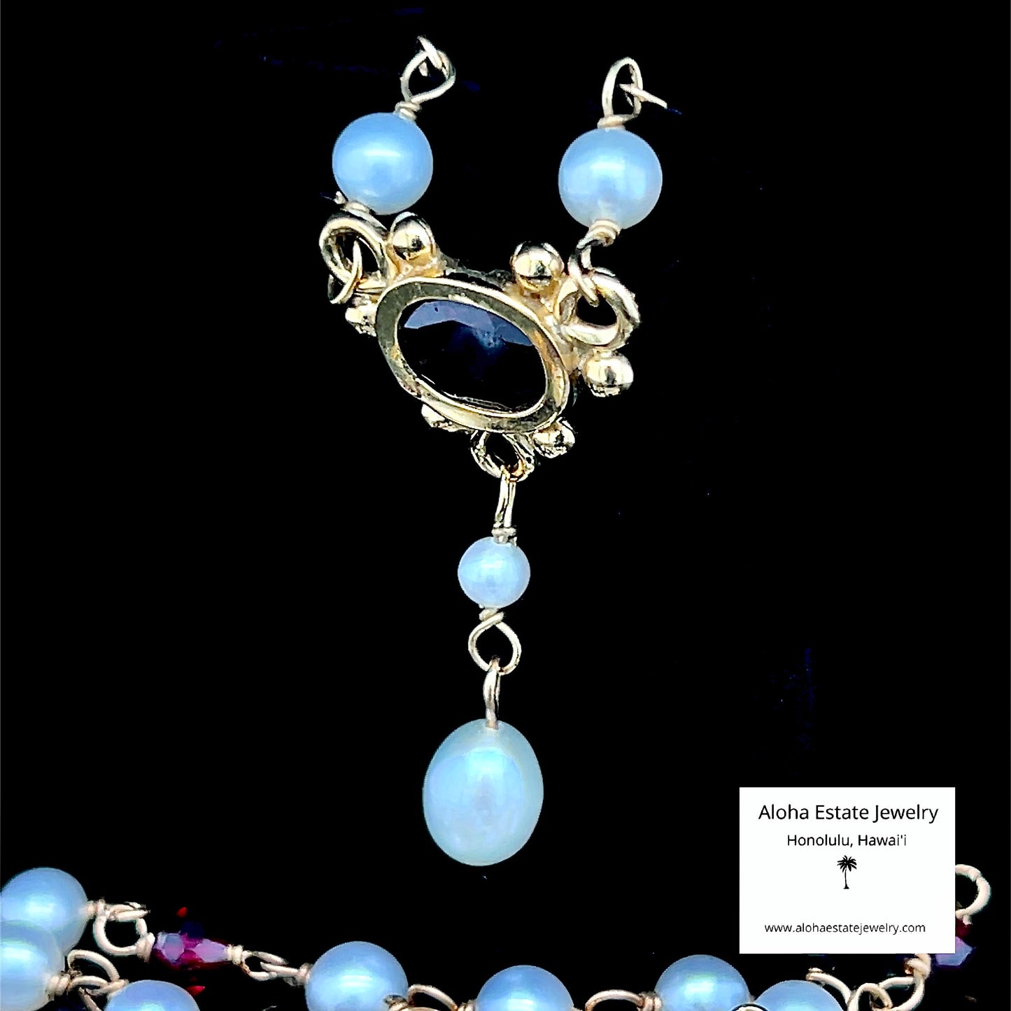 Edwardian Pyrope Garnet & Pearl Pendant Necklace