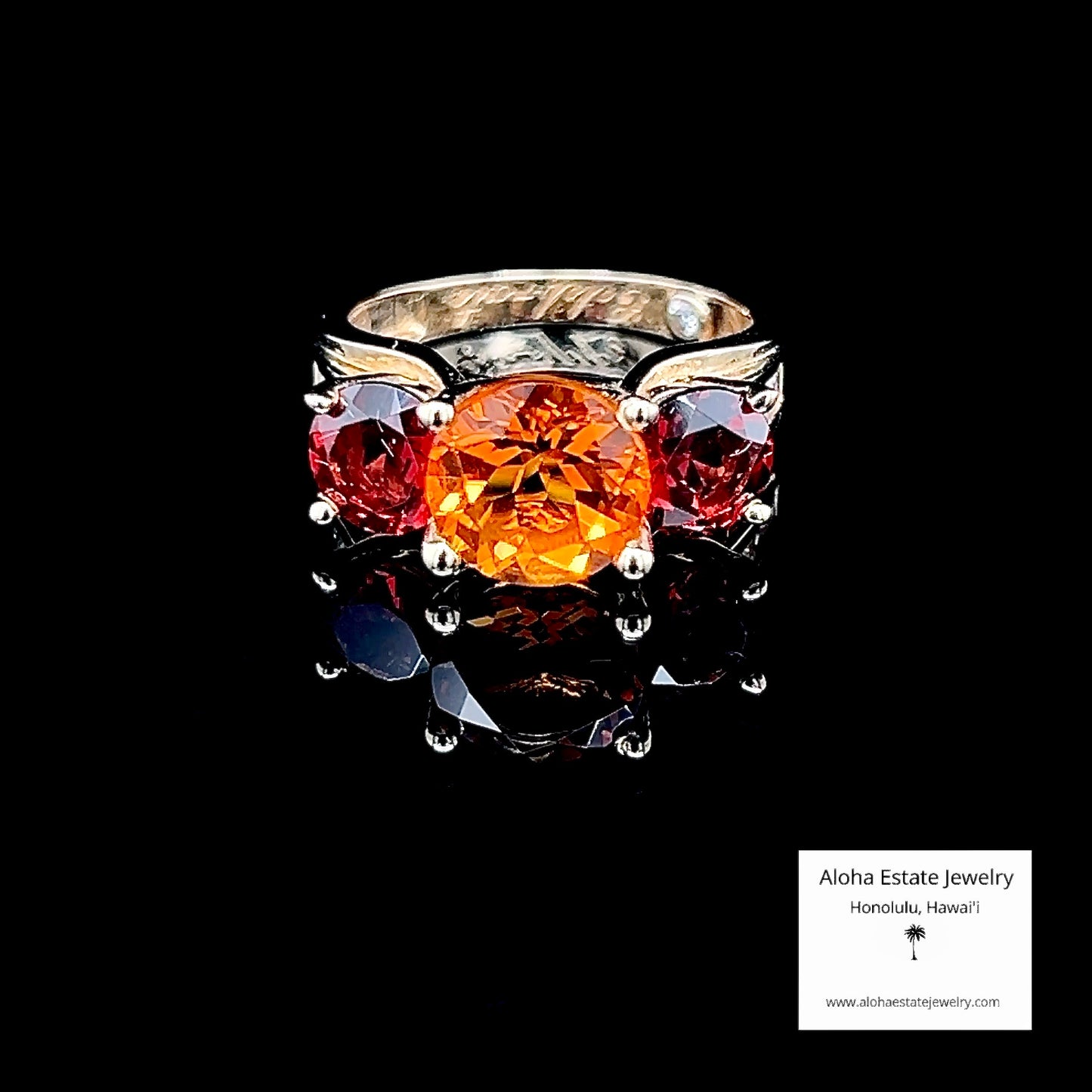 Estate 14K Ring with Madeira Citrine and Almandine Garnets