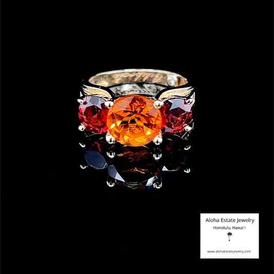 Estate 14K Ring with Madeira Citrine and Almandine Garnets