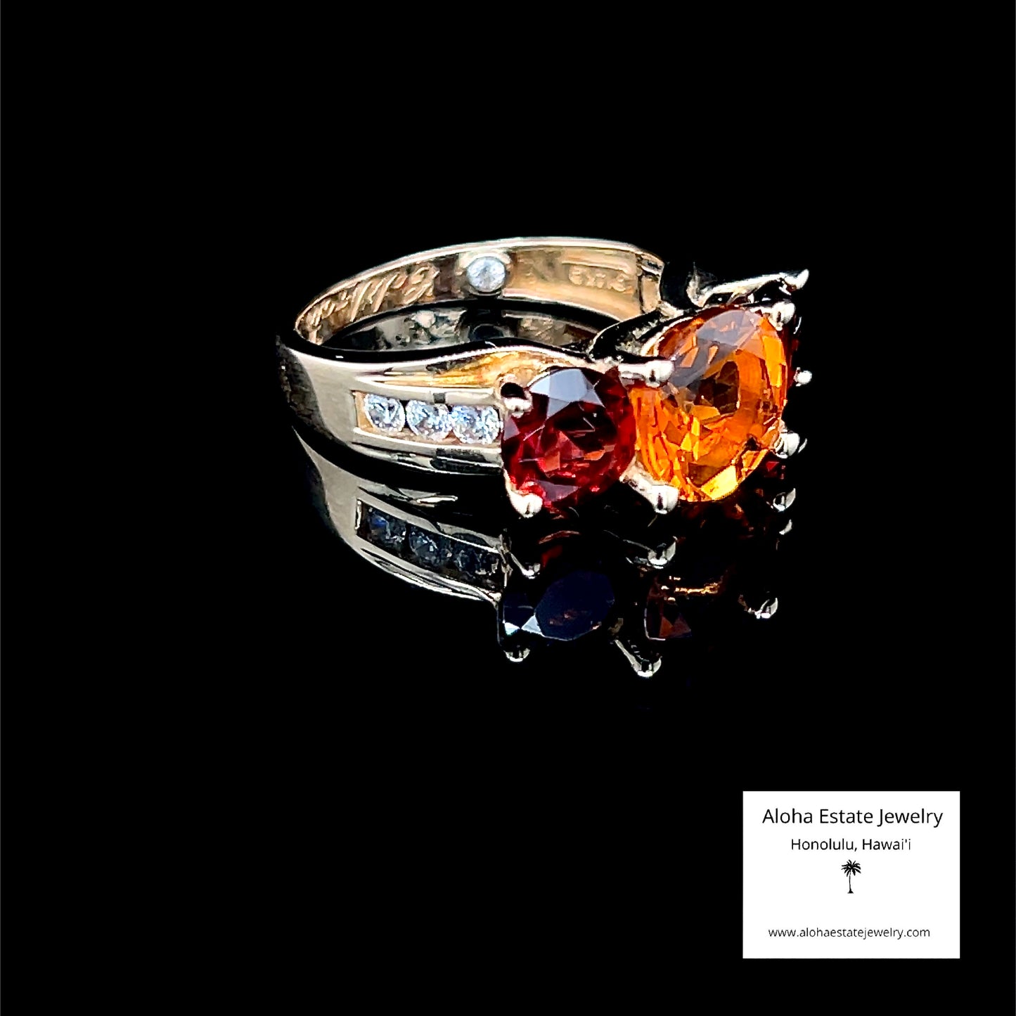 Estate 14K Ring with Madeira Citrine and Almandine Garnets