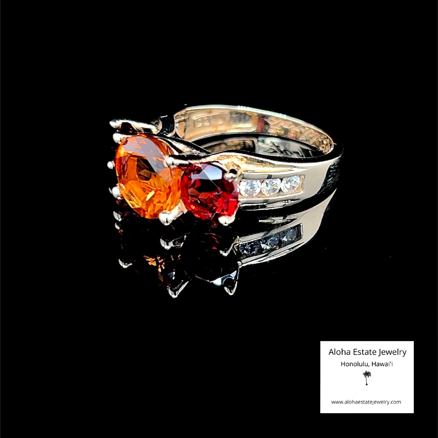 Estate 14K Ring with Madeira Citrine and Almandine Garnets