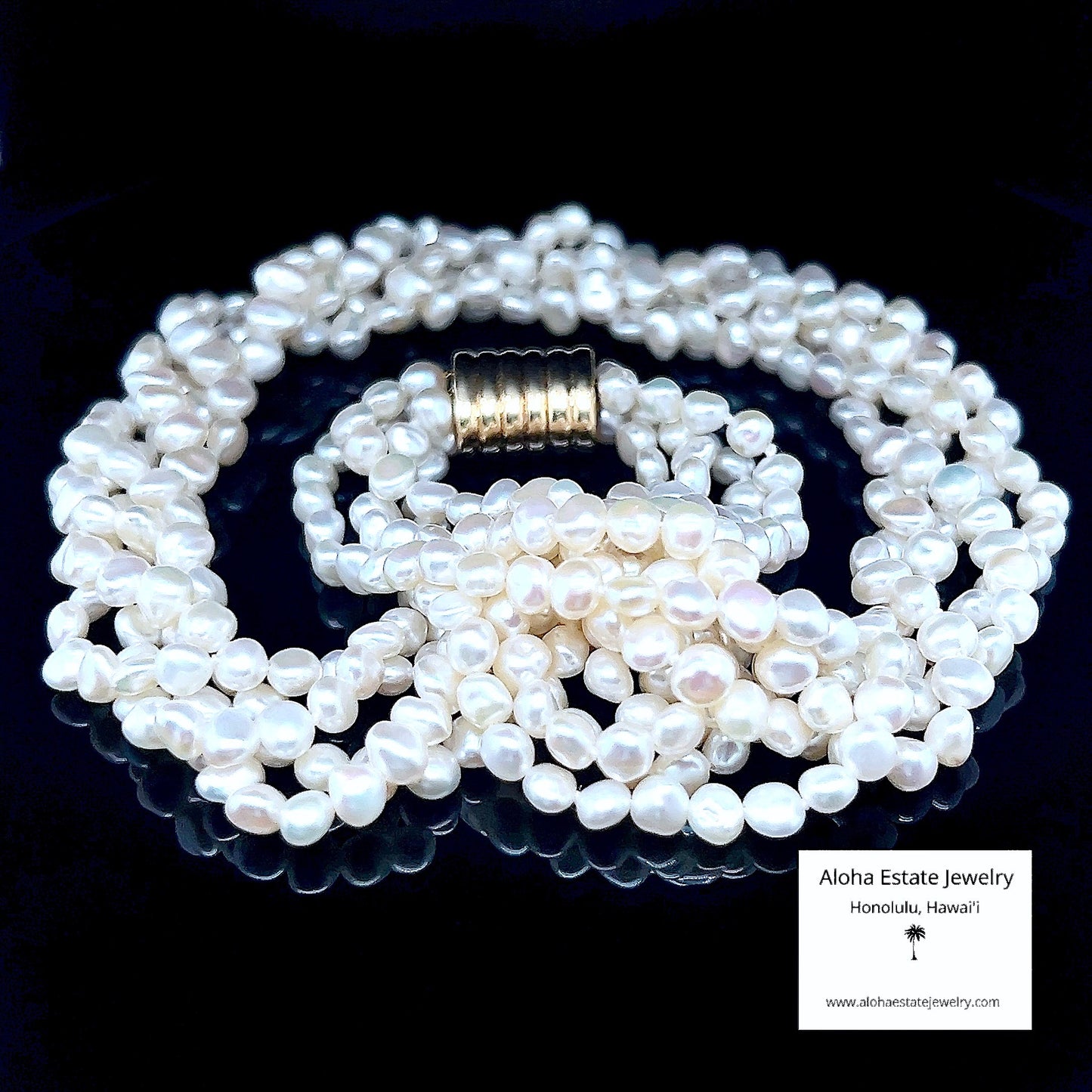 4-Strand Salt Water Keshi Pearls With 14K Yellow Gold Clasp