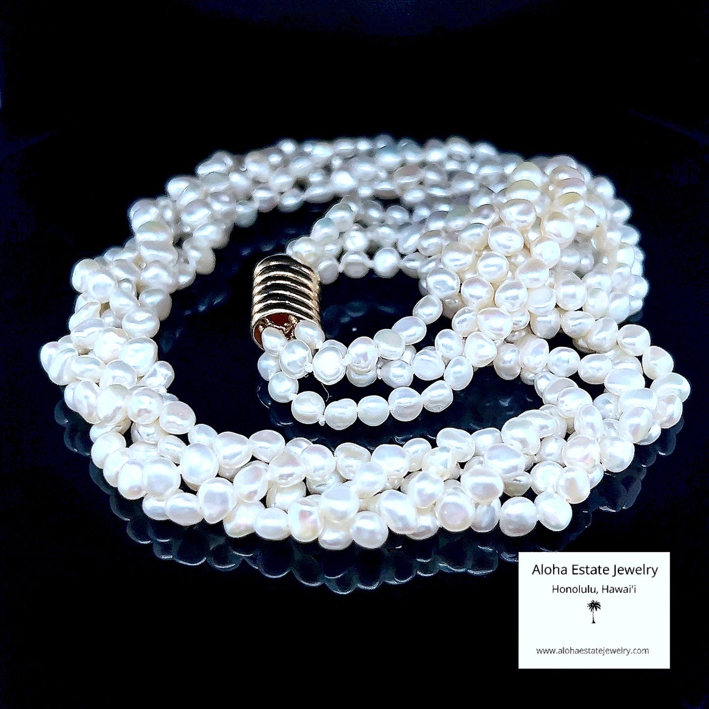 4-Strand Salt Water Keshi Pearls With 14K Yellow Gold Clasp