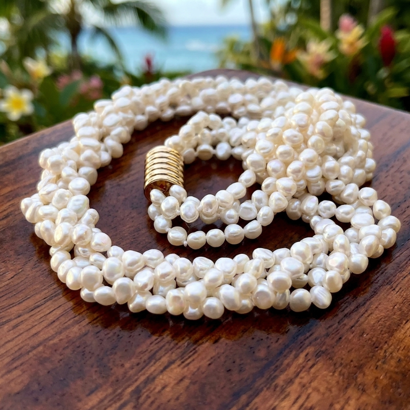 4-Strand Salt Water Keshi Pearls With 14K Yellow Gold Clasp