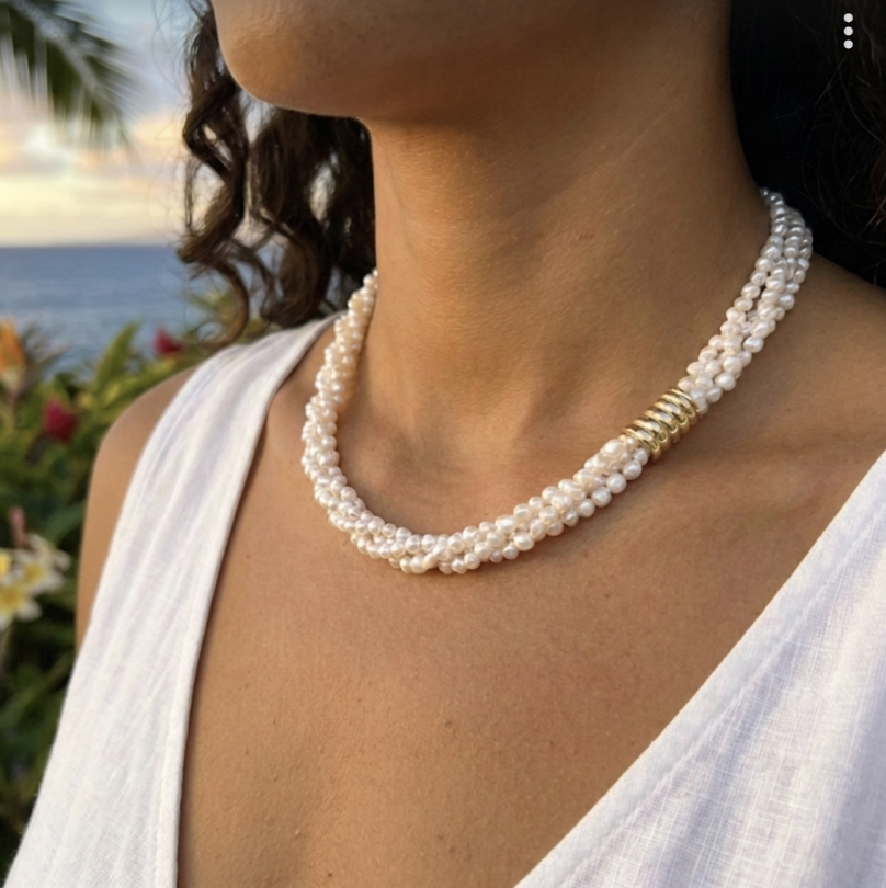 4-Strand Salt Water Keshi Pearls With 14K Yellow Gold Clasp