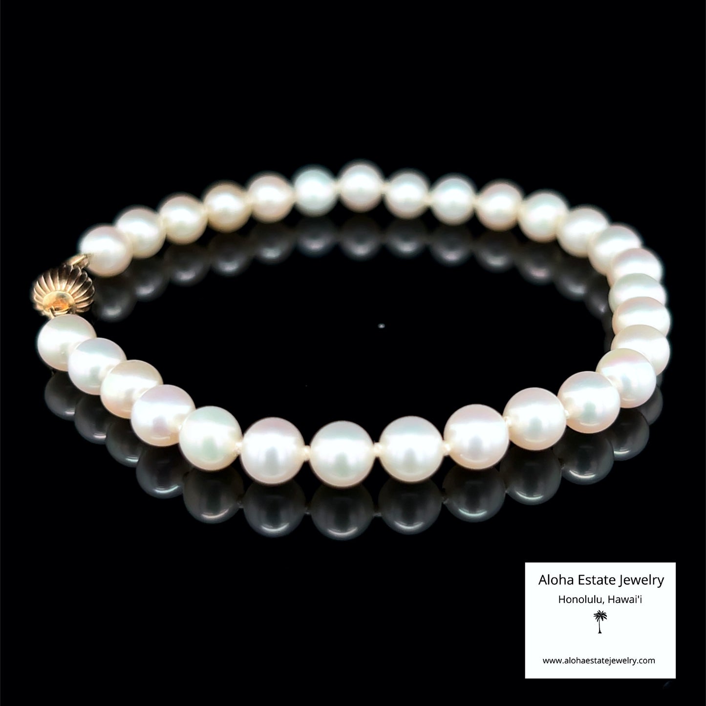 Lovely Akoya Pearl Bracelet with 14K Corrugated Ball Clasp