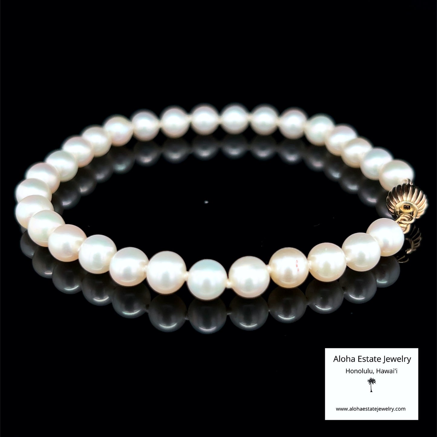 Lovely Akoya Pearl Bracelet with 14K Corrugated Ball Clasp