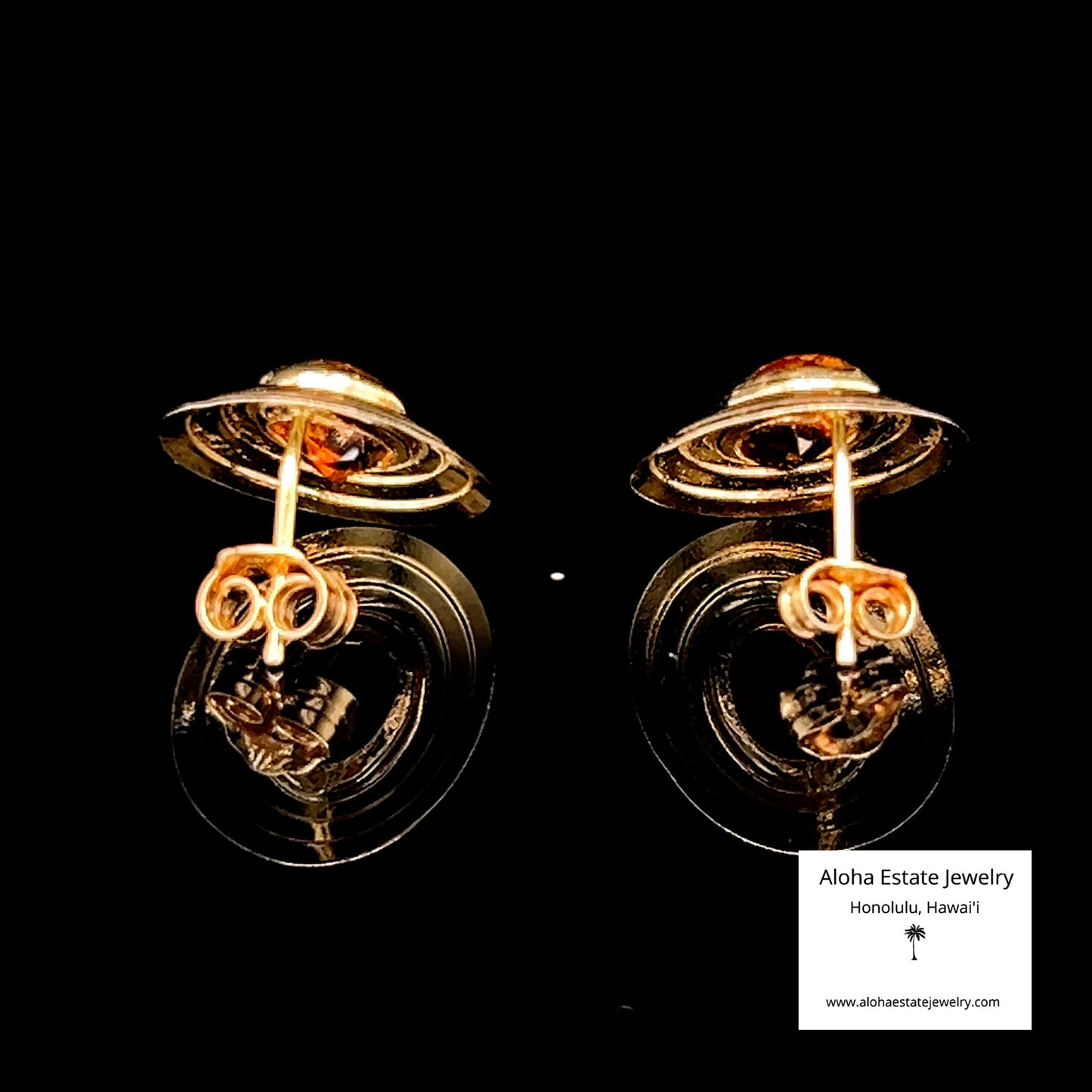 Estate 14K 2-Carats Natural Citrine Gold-Framed Earrings