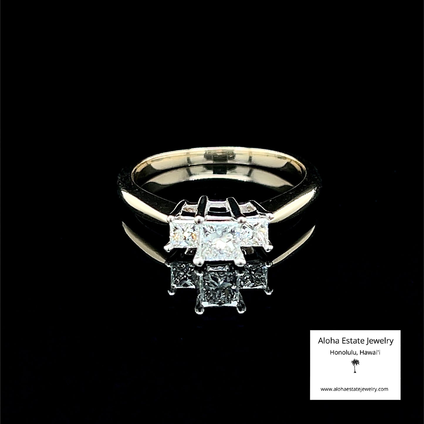 Princess Cut Past, Present, Future Diamond Ring in 14K