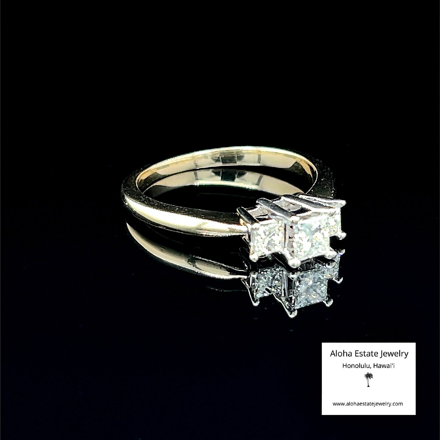 Princess Cut Past, Present, Future Diamond Ring in 14K