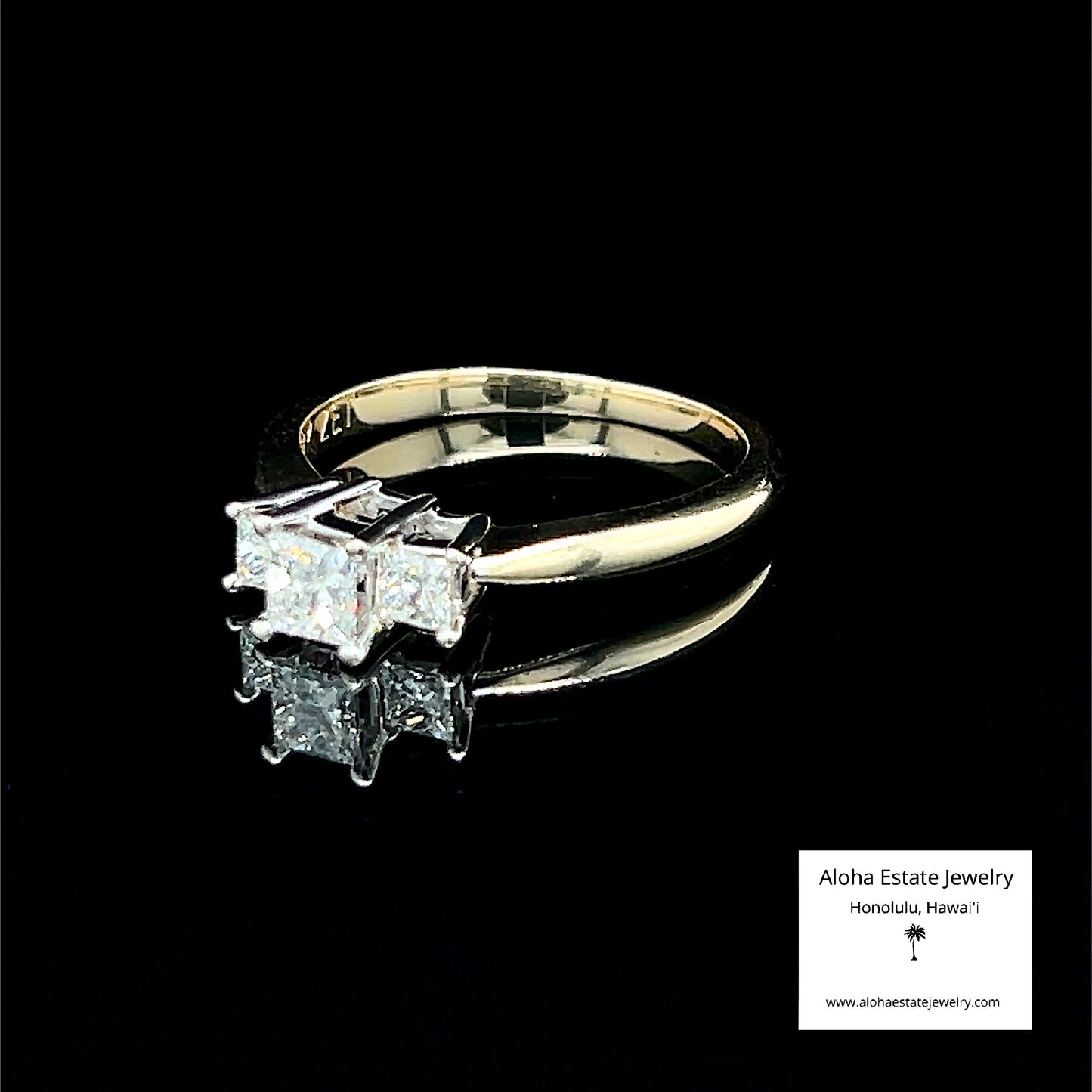 Princess Cut Past, Present, Future Diamond Ring in 14K