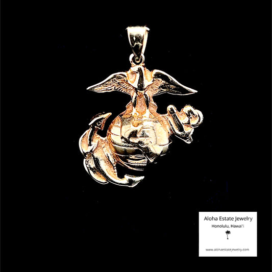 Large USMC Insignia Pendant in 14K Yellow Gold