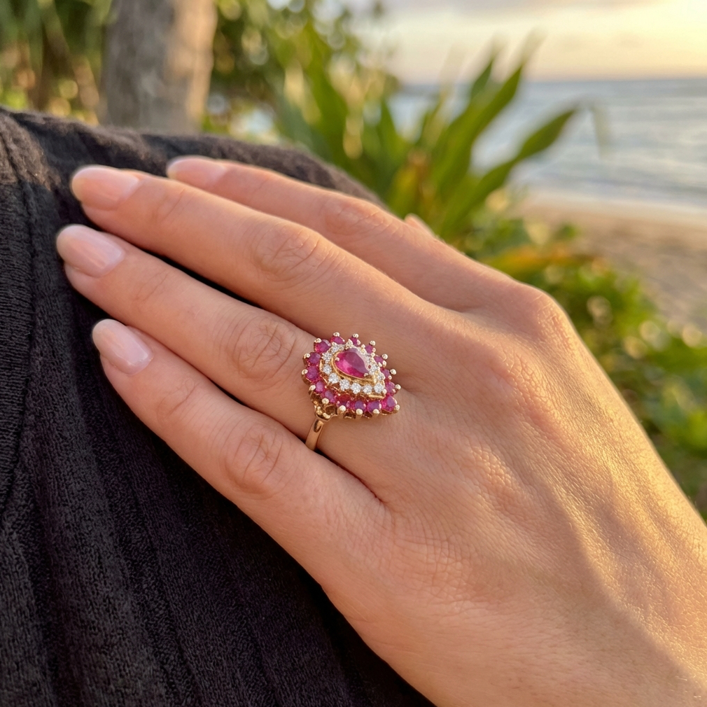 Gorgeous Estate Natural Rubies & Diamonds Ring