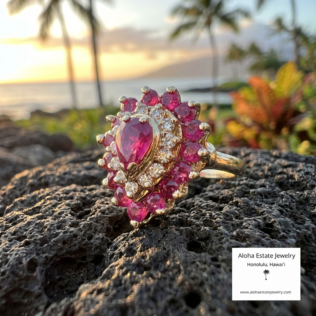 Gorgeous Estate Natural Rubies & Diamonds Ring
