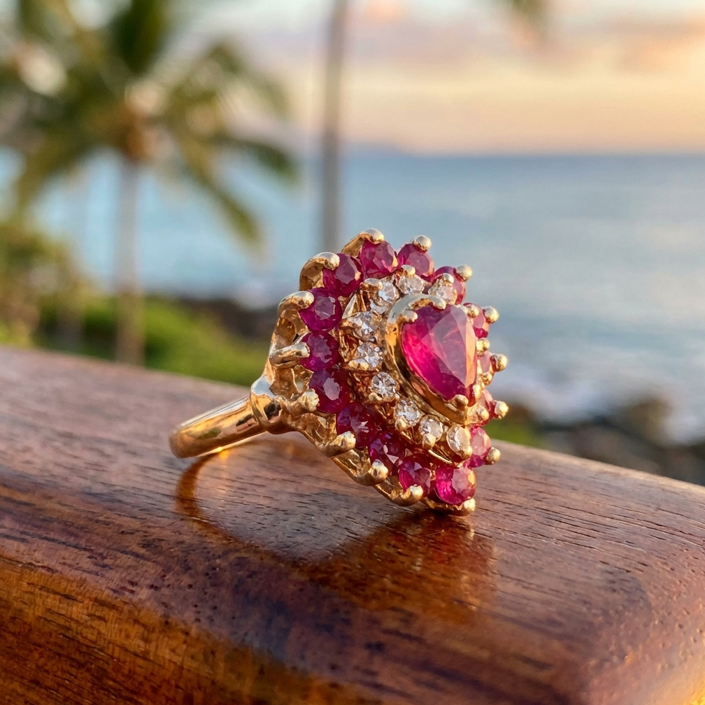 Gorgeous Estate Natural Rubies & Diamonds Ring