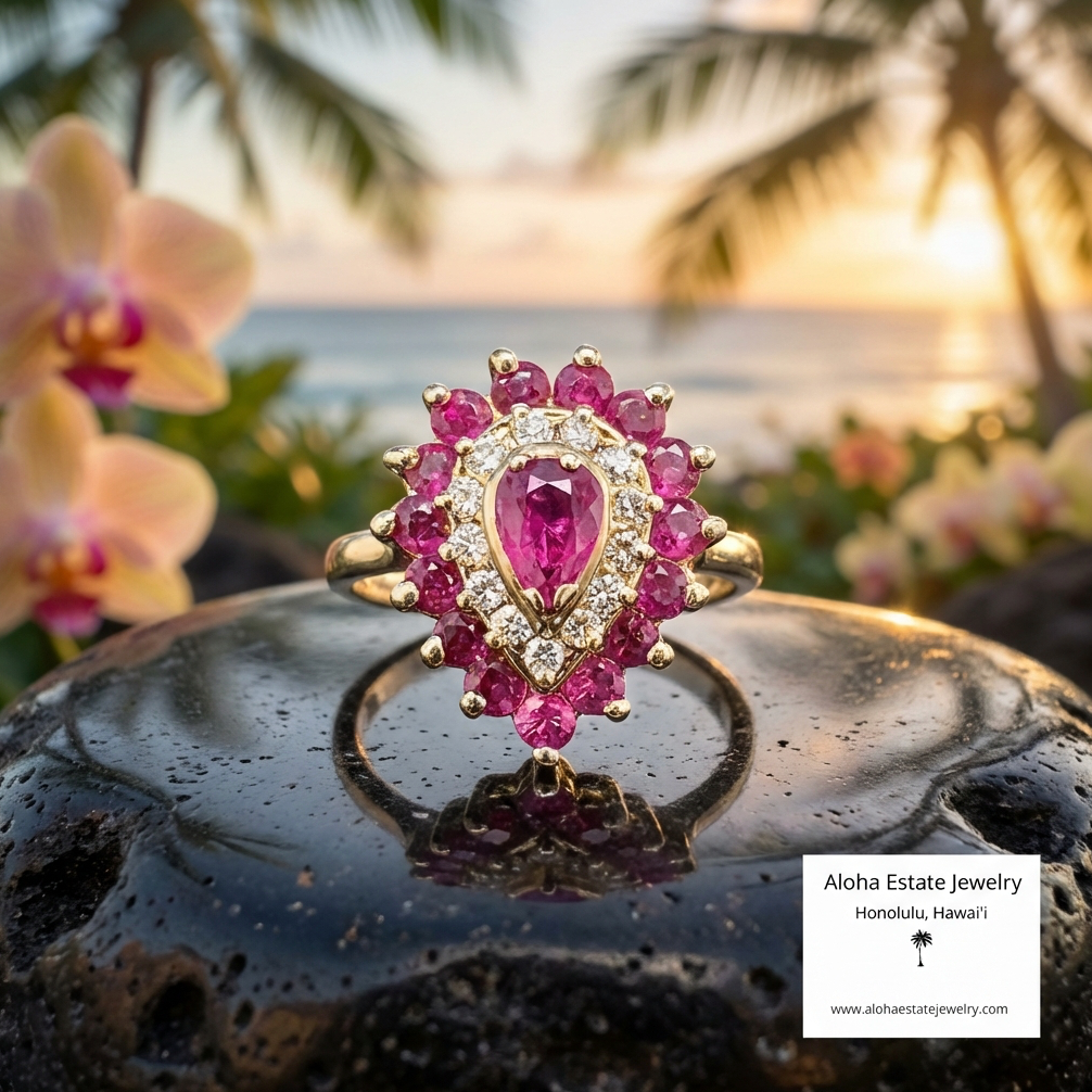 Gorgeous Estate Natural Rubies & Diamonds Ring