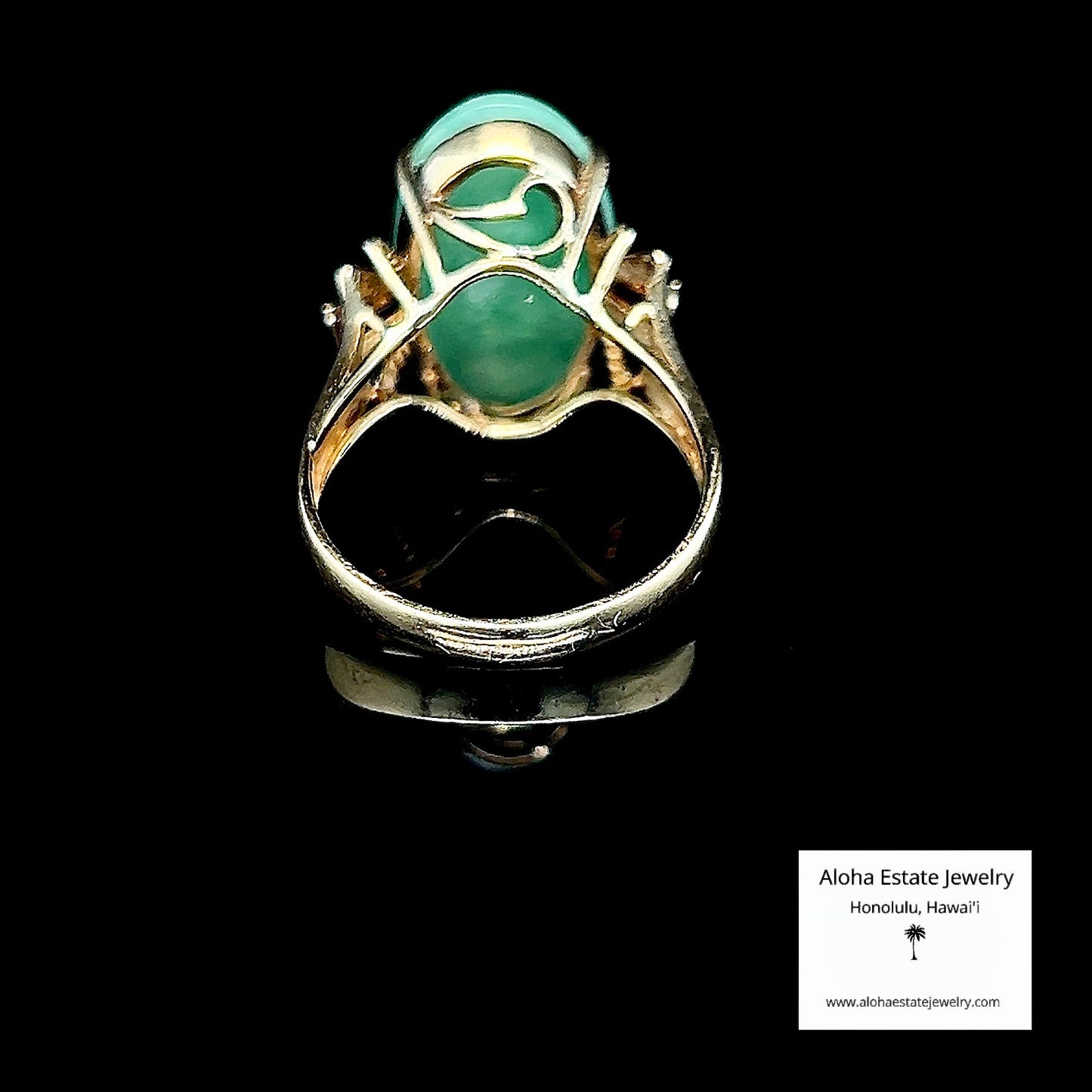 Antique 14K Apple Green Burmese Jadeite Ring