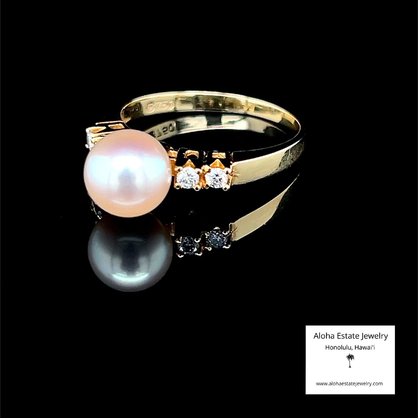Mikimoto 18K Pearl & Diamonds Ring