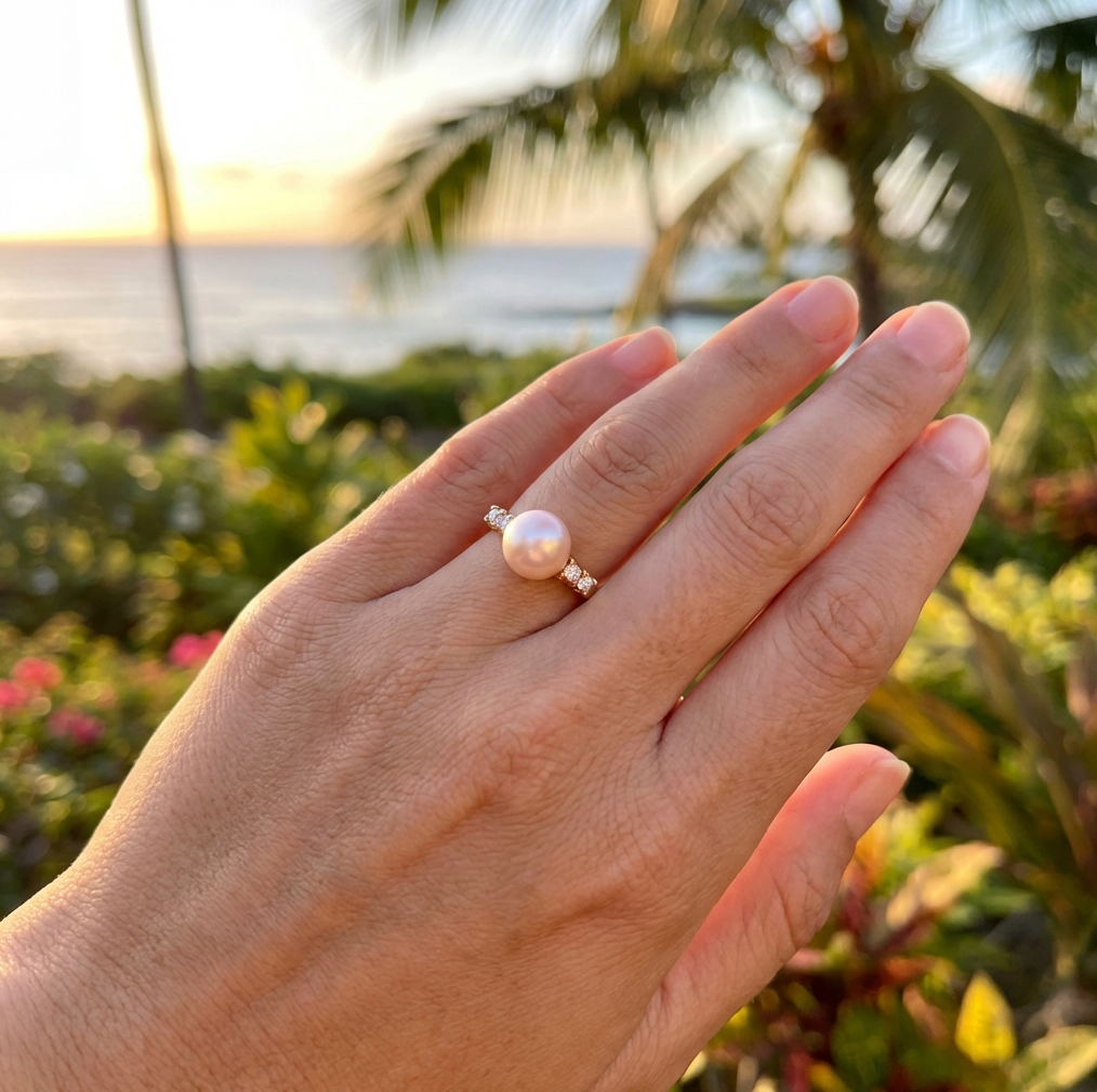 Mikimoto 18K Pearl & Diamonds Ring
