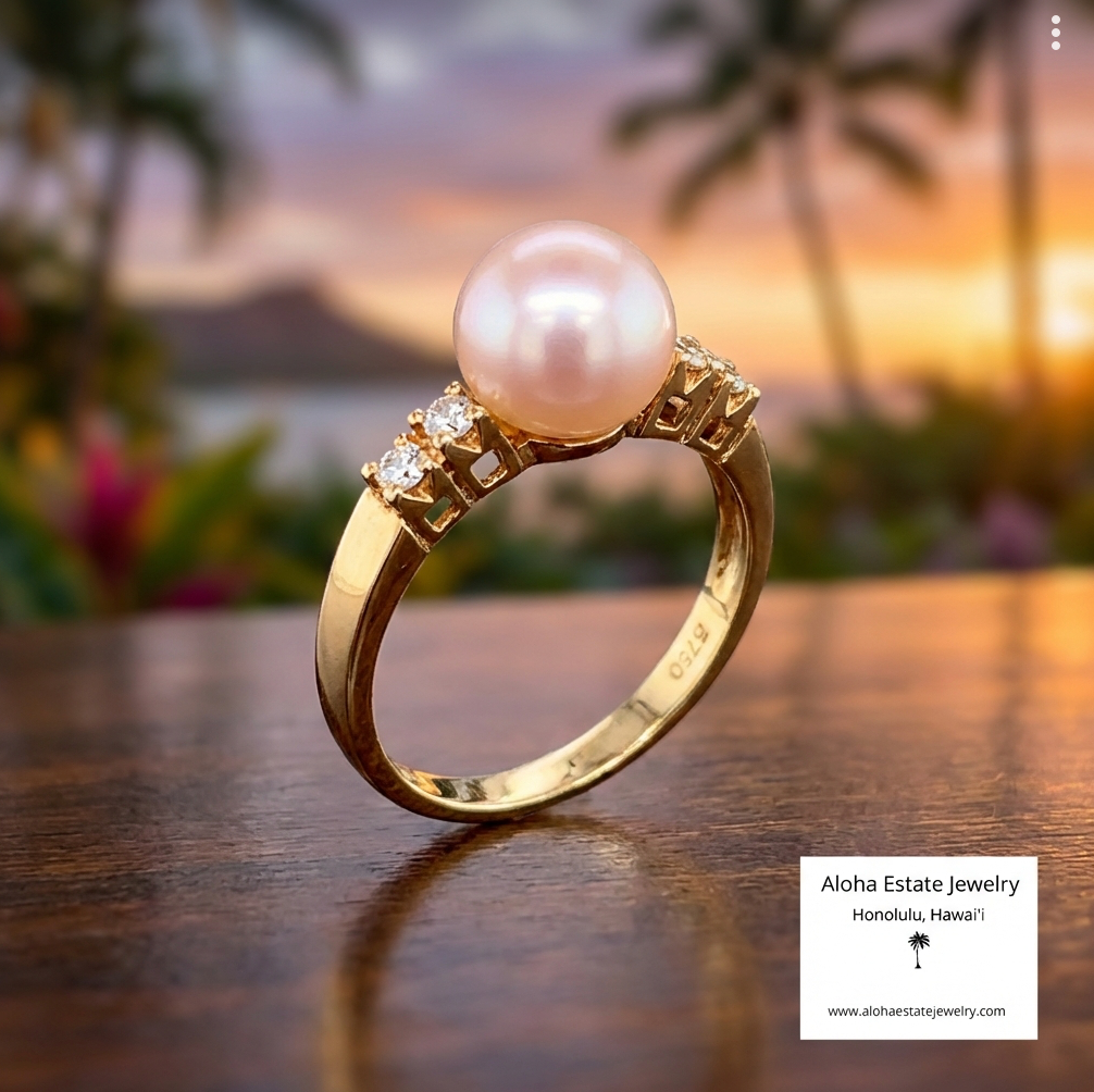 Mikimoto 18K Pearl & Diamonds Ring