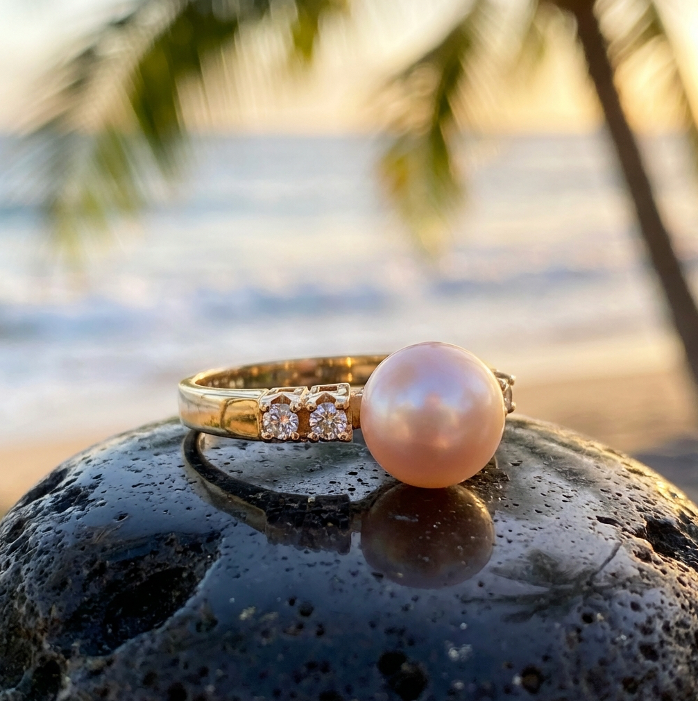 Mikimoto 18K Pearl & Diamonds Ring