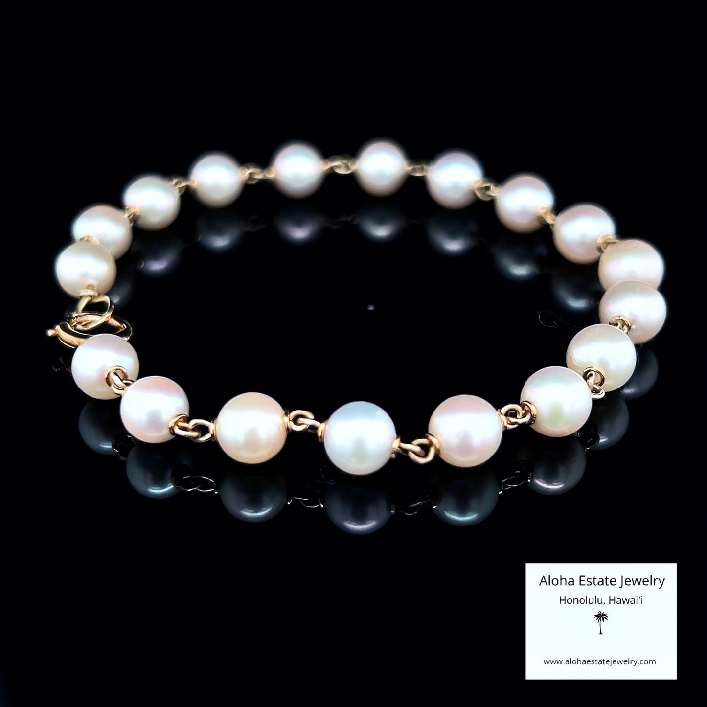Vintage Beautiful 14K Akoya Pearls Station Bracelet