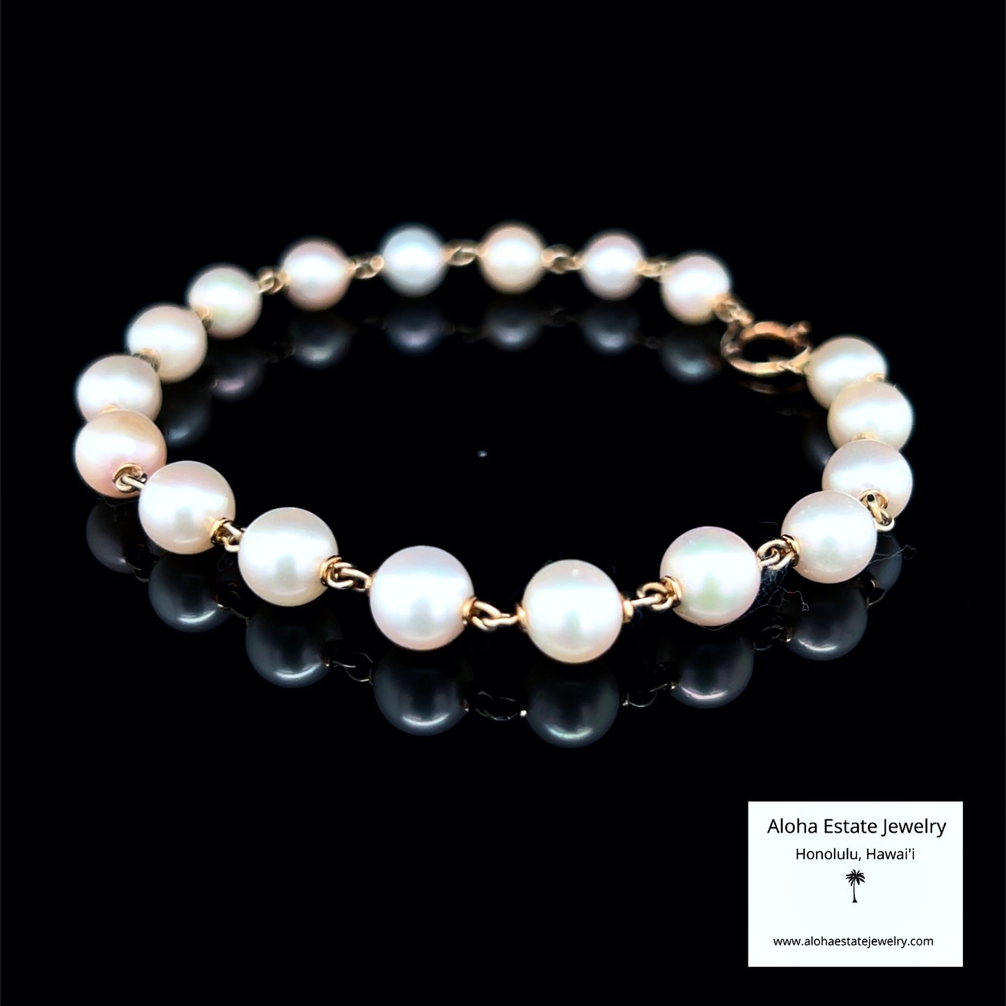 Vintage Beautiful 14K Akoya Pearls Station Bracelet