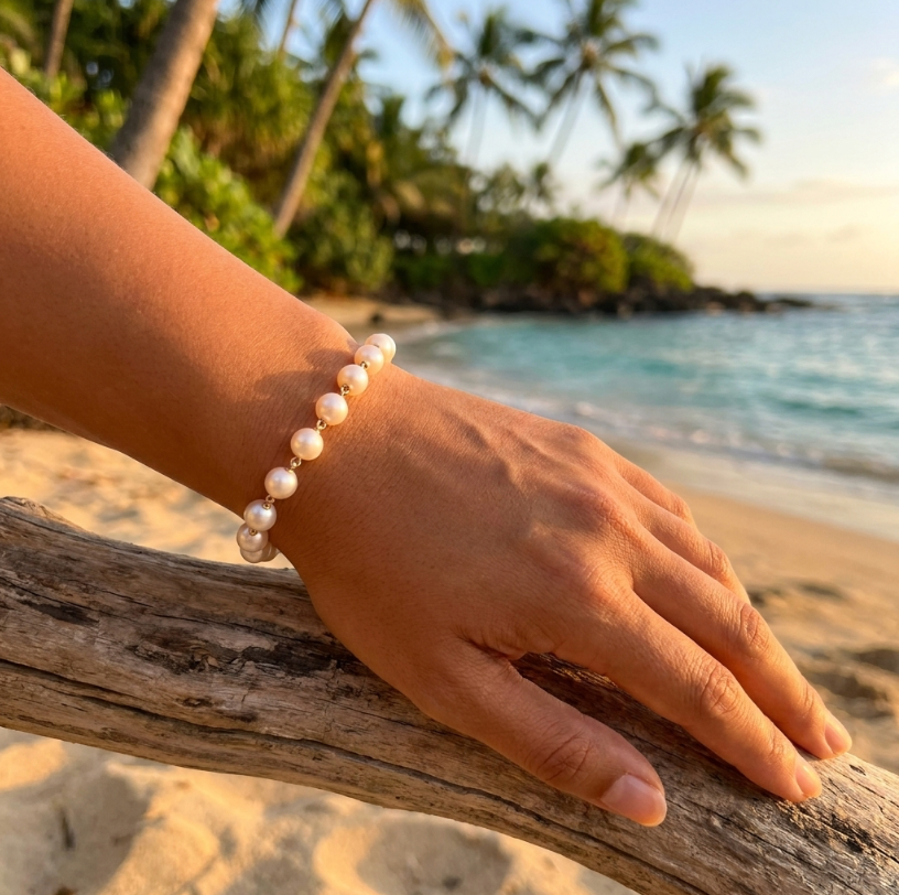Vintage Beautiful 14K Akoya Pearls Station Bracelet