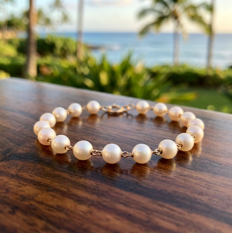 Vintage Beautiful 14K Akoya Pearls Station Bracelet