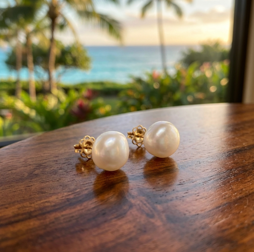 Estate 14K Baroque Button Pearls