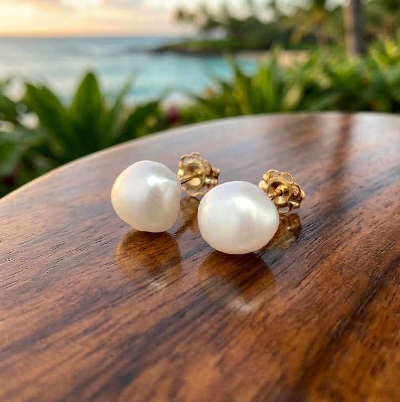 Estate 14K Baroque Button Pearls