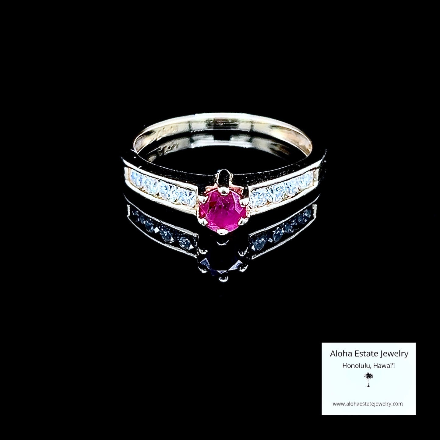 Estate 14K Natural Ruby & Diamonds Ring