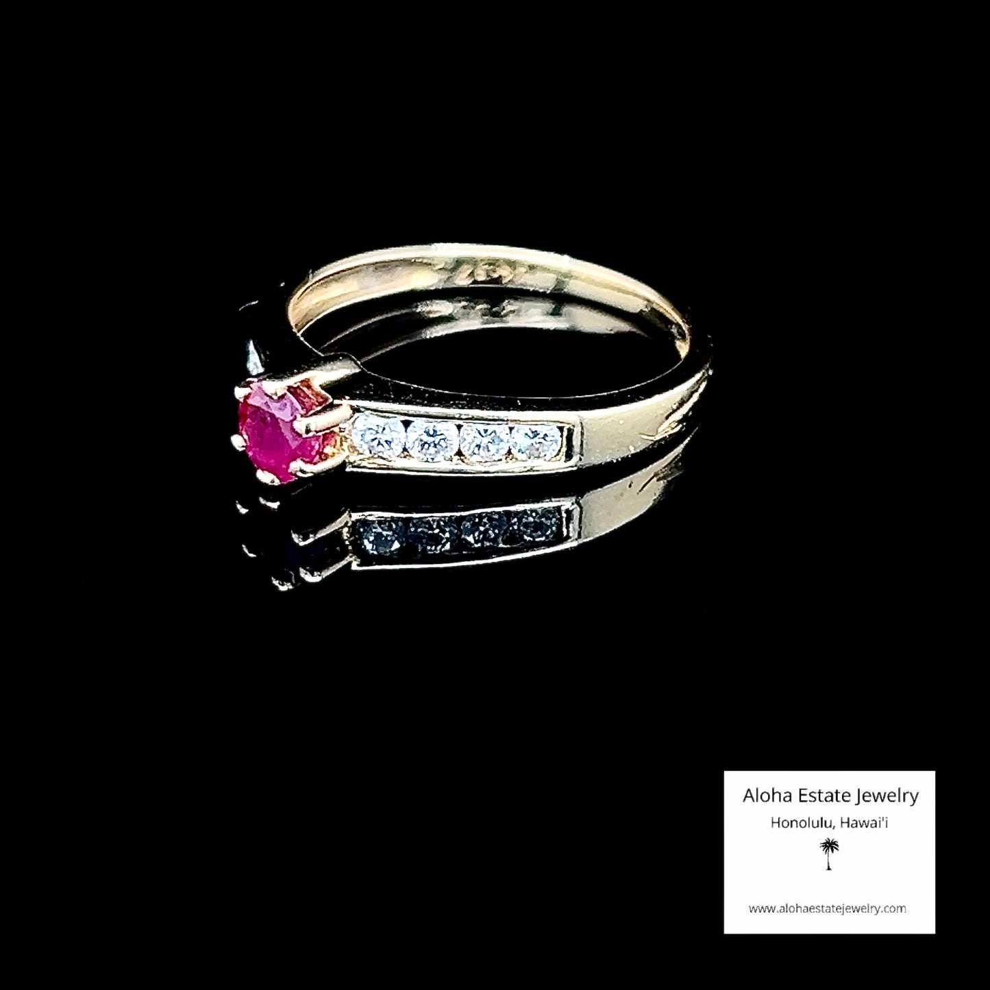 Estate 14K Natural Ruby & Diamonds Ring