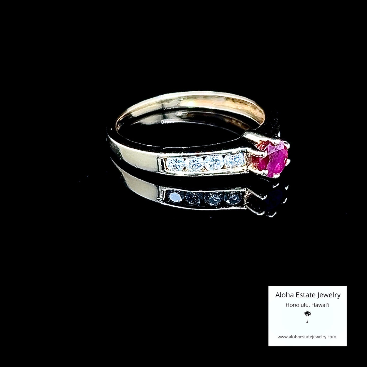 Estate 14K Natural Ruby & Diamonds Ring