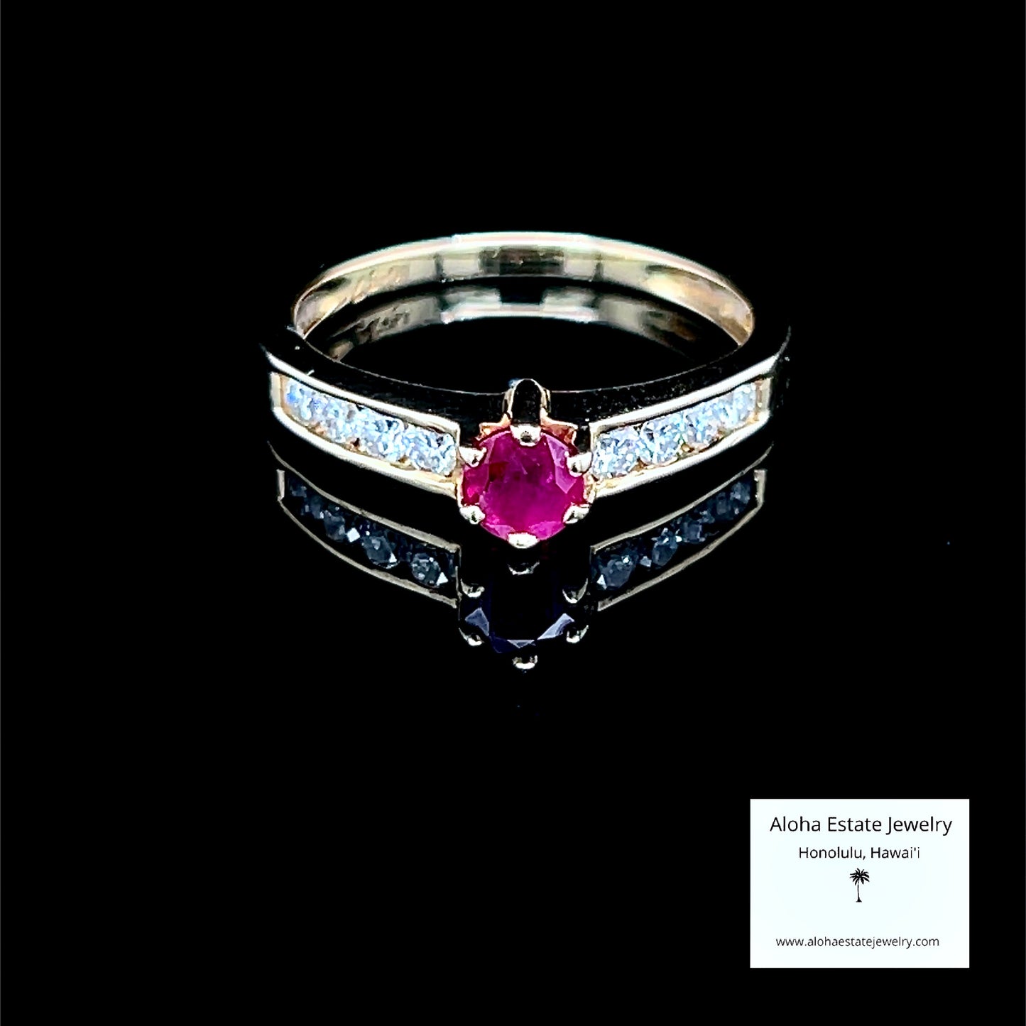 Estate 14K Natural Ruby & Diamonds Ring