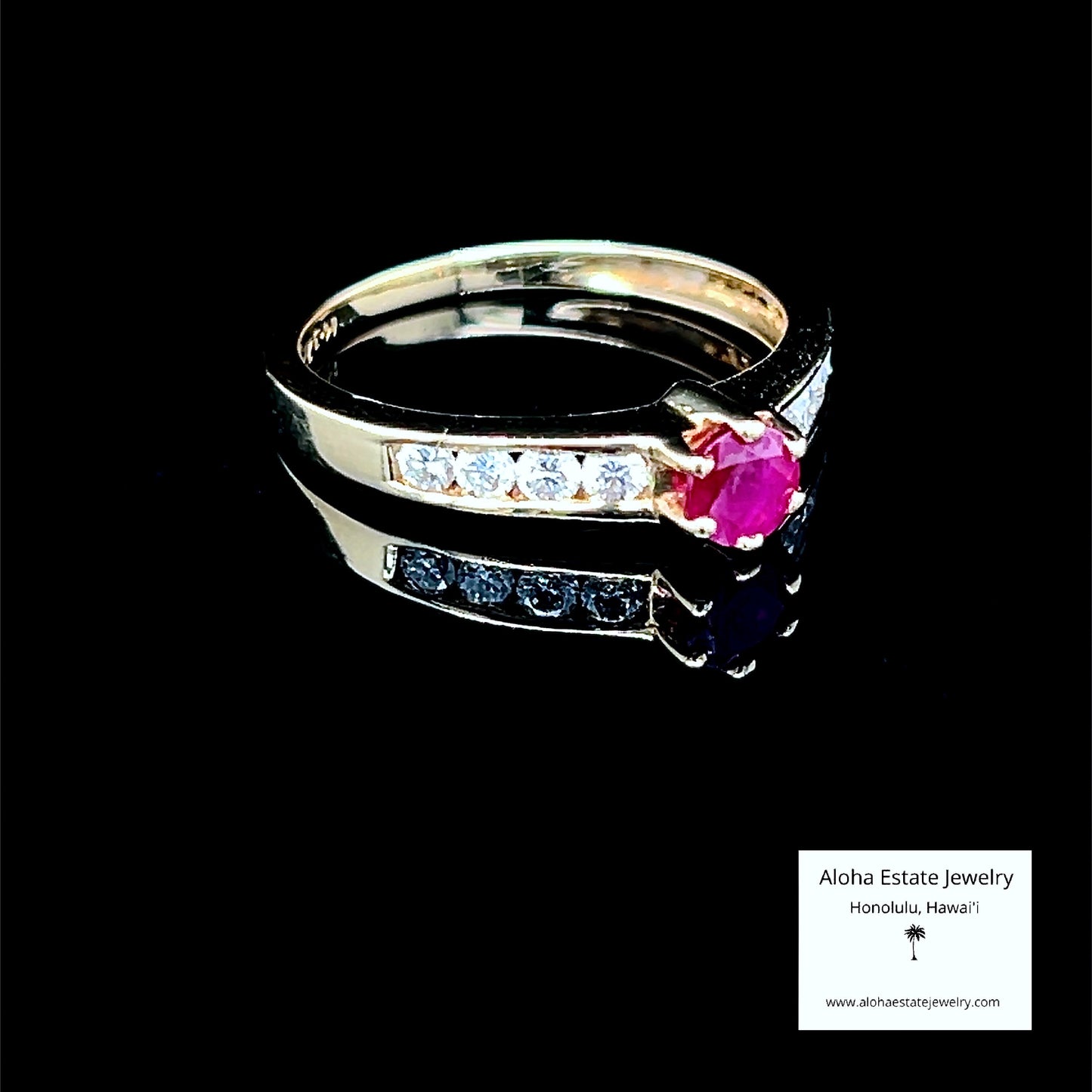 Estate 14K Natural Ruby & Diamonds Ring