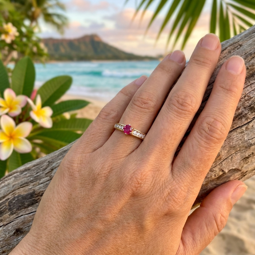Estate 14K Natural Ruby & Diamonds Ring