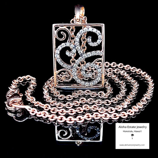 Freeform Estate Diamond Paisley Pendant Necklace in 18k