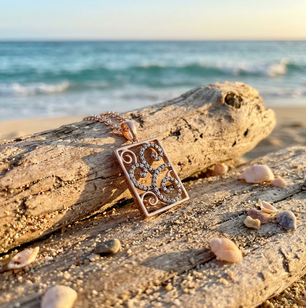 Freeform Estate Diamond Paisley Pendant Necklace in 18k